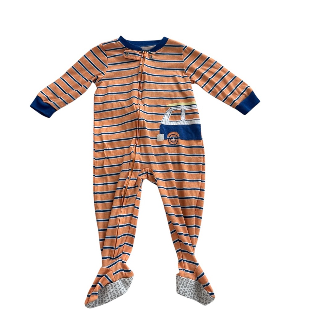 Carter's Cozy Orange and Blue Striped Footies